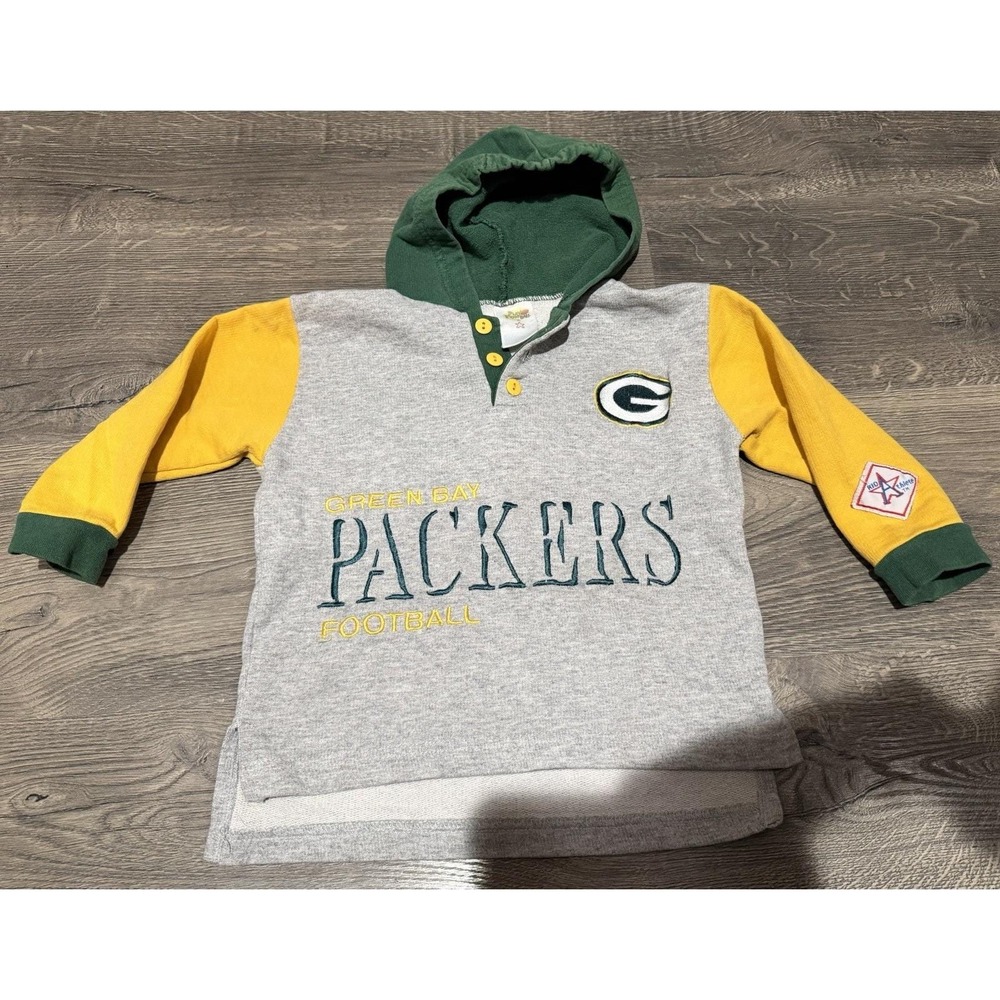 Vintage Kids Green Bay Packer NFL Long Sleeve Thermal Shirt Size 3T-4T
